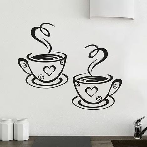 Stickers muraux décoratifs - Vinyle - Noir - Cuisine, accessoire de décoration pour projets créatifs (1/5)