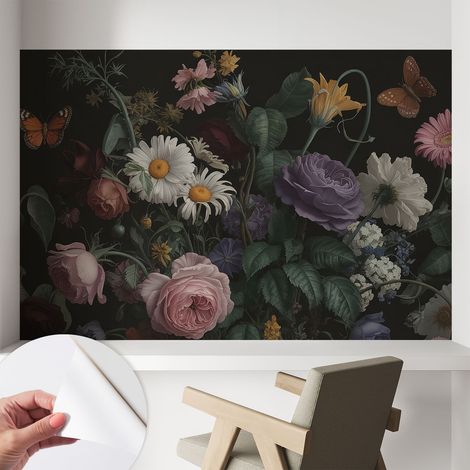 Fotomurale adesivo - parete decorativa - decorazione casa - stile moderno parete - Eleganza floreale 104x70 cm (1/5)