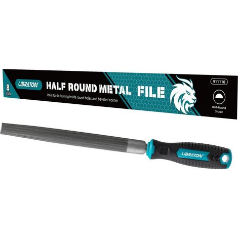 Halbrunde Metallfeile 200 mm aus Kohlenstoffstahl mit ergonomischem Griff (1/5)