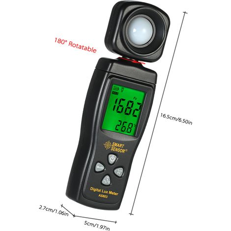 Capteur intelligent Mini Luxmètre numérique à écran LCD, luxmètre portable, photomètre, mesureur de lumière 0-200 000 lux (1/2)