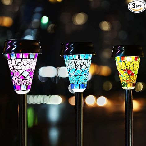 Éclairage solaire de jardin, décorations extérieures Halloween/Noël, guirlande lumineuse solaire LED mosaïque 3 couleurs, éclairage pour allée et chemin-AquaForge (1/5)