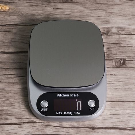Digitale Küchenwaage zum Backen – von 1 g bis 10 kg – Edelstahl – Hohe Präzision – LCD-Display, automatische Abschaltung, Batterie inklusive (1/5)