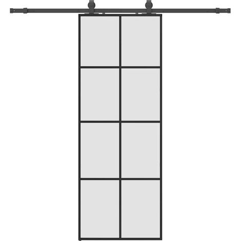 Maison Exclusive - Schiebetür mit Beschlag Schwarz 76x205 cm ESG-
