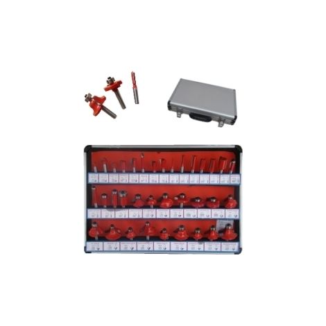Frese pantografo/fresatrice verticale/Punte lavorazione legno set 35 pezzi in valigetta gambo 6mm