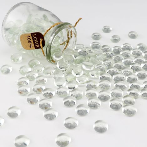 Perles en verre de 0,4 kg pour remplissage de vase, gravier d'aquarium, billes en verre plates, pierres précieuses, pierres précieuses pour aquarium, pierres décoratives pour la maison (1/5)