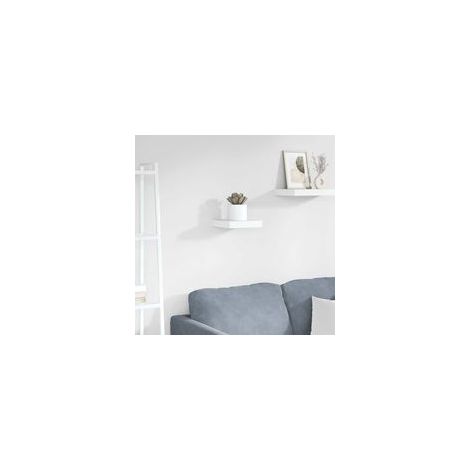 Estante flotante, blanco brillante, 23 x 23,5 x 3,8 cm, MDF-Crezuo