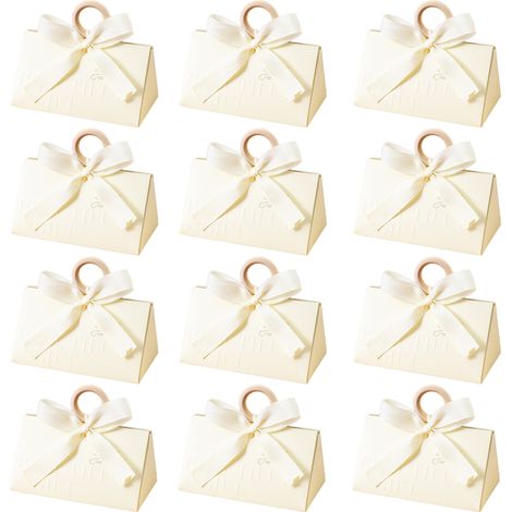 Boîtes à dragées de mariage (couleur champagne, anneau circulaire) (taille moyenne, env. 17 x 10 x 8,5 cm) - Lot de 12, style Instagram, boîte à dragées en papier, pochette cadeau (12 pièces par sache (1/2)