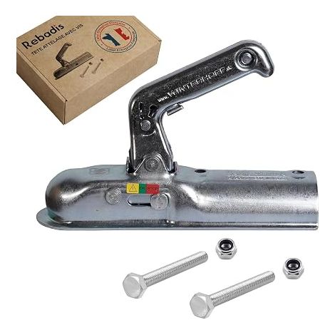 Tête de pointe de remorque, Compatible avec le diamètre de la boule de remorquage 50 mm, Livré avec vis (800 kg - Barre de serrage ronde 60 mm) (1/4)