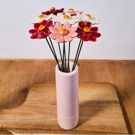 Bouquet de Marguerites en Céramique Fleurs Artificielles Décoration Maison Fait Main 21 cm - PANGIVO (1/2)