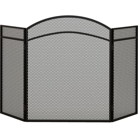 Protector de chimenea plegable de 3 paneles, metal negro, 96 x 60 cm, MODENUIT (1/5)