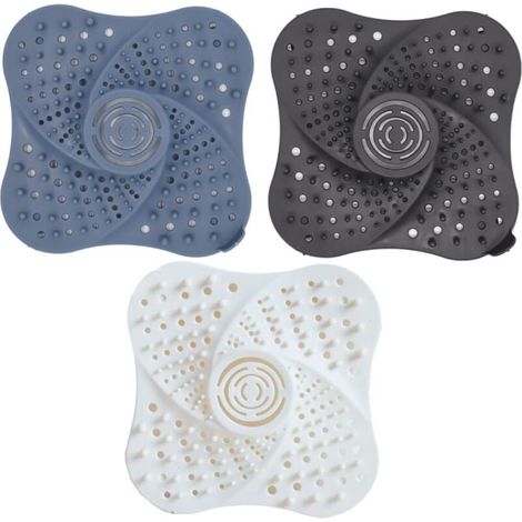 Couvercles de Drain de Douche, 3pcs Filtre Attrape Cheveux Douche Silicone Tube Drainer Attrape Cheveux Bouchon avec Ventouse pour Cuisine Salle de Bain Facile à Nettoyer (1/5)