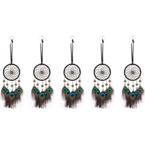 5X Dream Catcher Voiture Pendentif Carillons Éoliens Décoration de Plumes Décor à la Maison et Décoration Murale (1/4)