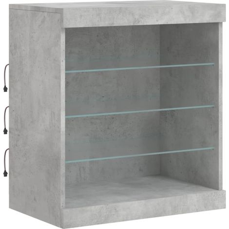 Aparador buffet cómoda armario mueble organizador cocina salón salón con luces LED 60,5 x 37 x 67 cm gris 020030003 (1/5)