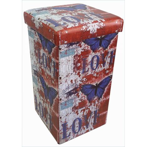 Pouf contenitore ecopelle 32x32x60 cm Scatola porta oggetti con coperchio imbottito Cubo contenitore Pouf contenitore pieghevole