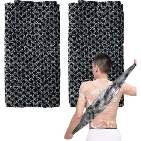 [JAMAIS UTILISÉ]2 Pieces Japanese Scrub Set, Exfoliating Back Towel, Washcloths for Men and Women (Black) (1/5)
