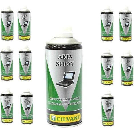 12 Pz Bomboletta Spray Aria Compressa Ml 400 Pulizia Pc Tastiere Circuiti Elettr