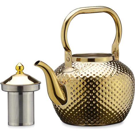 1 Théière,Acier inoxydable,Infuseur intégré,Bec large,Cuisinière induction gaz,Maison restaurant camping