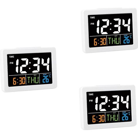 Réveil de bureau LCD couleur 3 fois plus grand (1/5)
