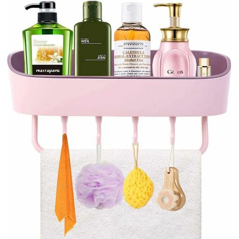 DEESSE SHOP - Étagère de douche, étagère de salle de bain murale, organisateur de douche sans perçage, chariot de douche auto-adhésif, étagères de salle de bain, shampoing, articles de toilette, panie (1/5)