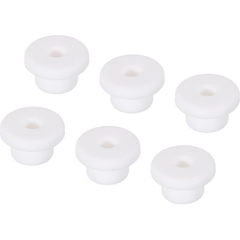 6Pcs Passe-Câble T-Forme Diamètre Installation 16mm, ID 7mm, Hauteur de 14mm Passe Fil Rondelle Caoutchouc Bouchons de Trous Flexibles pour Orifices de Câbles, Blanc (1/5)