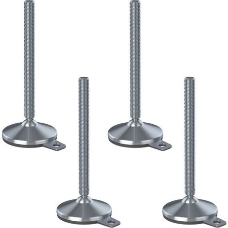Baustellenmaterial Basis Fuß Edelstahl Nivellierung 20x230x105mm und Antivibrations Pad 2200kg - Set von 4