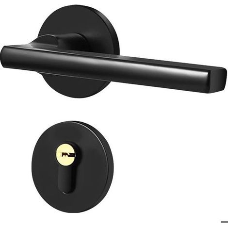 Poignée de porte simple, poignée de porte noire BB WC PZ Design, poignée de porte intérieure en aluminium (1/5)