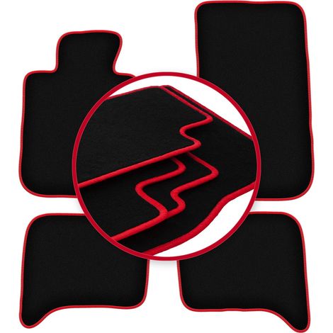 Alfombrillas de terciopelo con borde rojo para: BMW Serie 5 E28 sedán (1980-1990) (1/5)