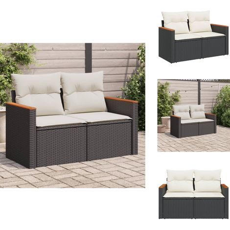 Canapé de jardin avec coussins 2 places noir résine tressée - Canapé De Jardin - Meuble De Jardin - Salon De Jardin - Résine Tressée - Rotin Synthétique (1/5)