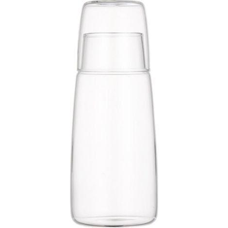 Carafe En Verre - 750 Ml Ou 850 Ml - Pour Table De Chevet Chambre Salle De Bain - Avec Tasse En Verre 200 Ml - Lot De 2 Pièces (1/5)