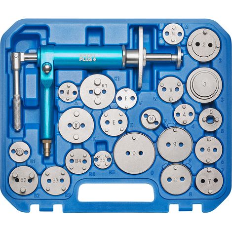Kraftplus – Jeu repousse piston de frein pneumatique – 23 pcs avec adaptateurs en métal – Pour étriers de frein avec fonction frein à main