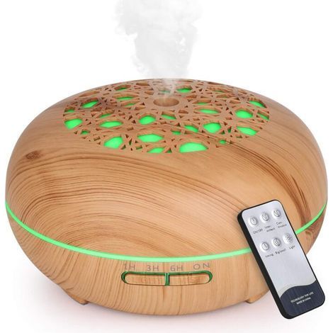 – Diffuseur d'huiles essentielles 550ML – Humidificateur électrique à grain de bois – 3 réglages de minuterie – Brume froide silencieuse (1/5)