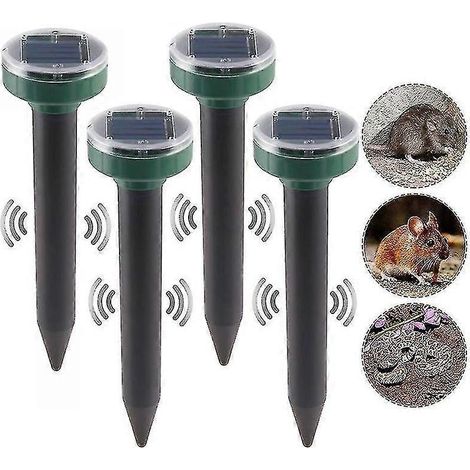 Lot de 4 répulsifs solaires anti-serpents pour l'extérieur, répulsif ultrasonique solaire anti-serpents pour l'extérieur