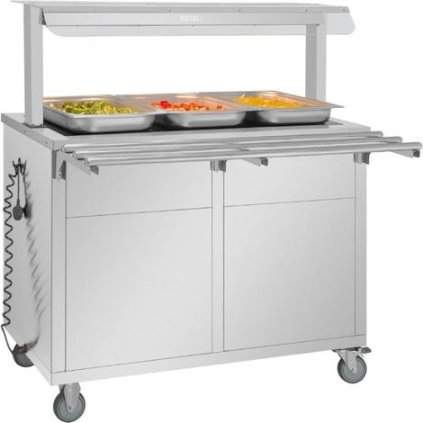 Buffet central mobile PRO avec 3 plaques chauffante GN 1/1, 2 portes coulissantes, 1900 W, 220 V - MONO (1/5)