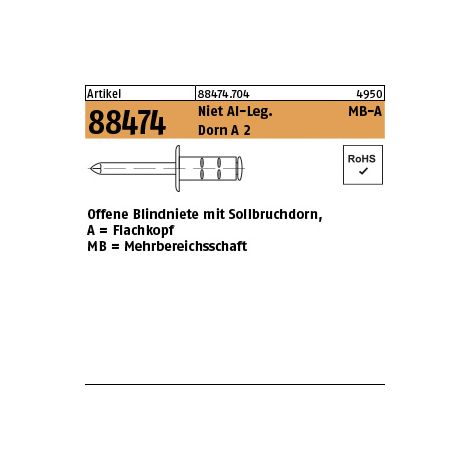 Gesipa PolyGrip Mehrbereichsschaft-Blindniete Alu/A 2 3,2 x 11 S 1000 Stk
