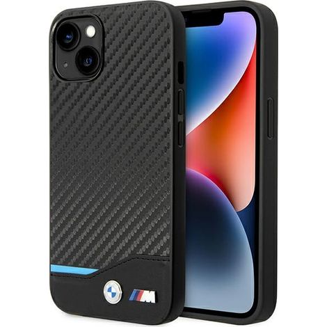 Funda BMW BMHCP14M22NBCK para iPhone 14 Plus / 15 Plus de 6,7" en cuero negro y carbono. (1/5)