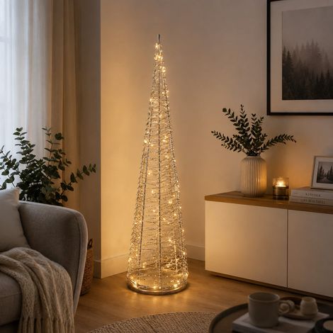 Ad Trend Albero di Natale oro in PE con 50 LED a Batteria luce calda H 100 cm (1/2)