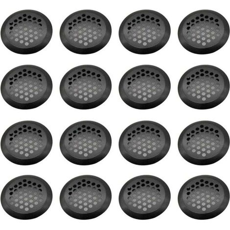 Juego de 16 rejillas de ventilación redondas de acero inoxidable para armarios de cocina y zapateros - KZQ