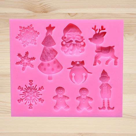 DIY-Weihnachts-Silikonform, mehrfach dekorierte Kuchen-, Fondant- und Schokoladenform (9) (1/5)