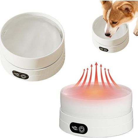 Lot de 2 gamelles d'eau chauffantes pour animaux de compagnie, 700 ml, bol thermique intelligent, anti-gel, pour poulets, canards, oiseaux, animaux, chatons, chiots, 16 W (1/5)