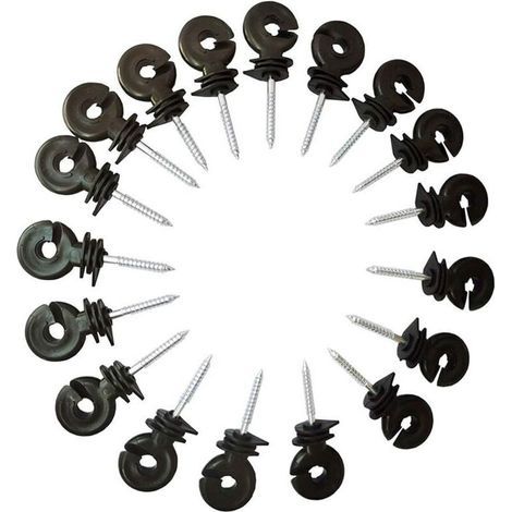 Isolateur de clôture électrique à visser pour filet et piquet – 20 pièces, noir, en plastique résistant (1/4)