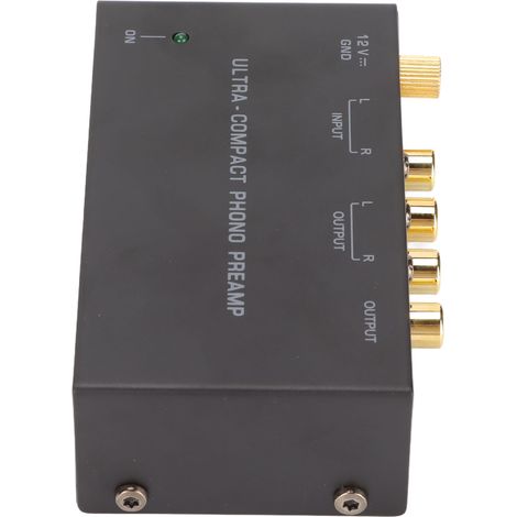 Préamplificateur Phono PP400 pour Platine Vinyle - Réglage Gain et Capacité, Entrées RCA, Alimentation Large 100-240V, Fiche Européenne