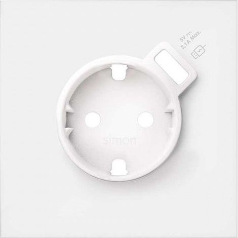 Simon 100  Kit frontal 1 elemento con 1 base enchufe schuko y cargador USB integrado blanco mate 10020109-230