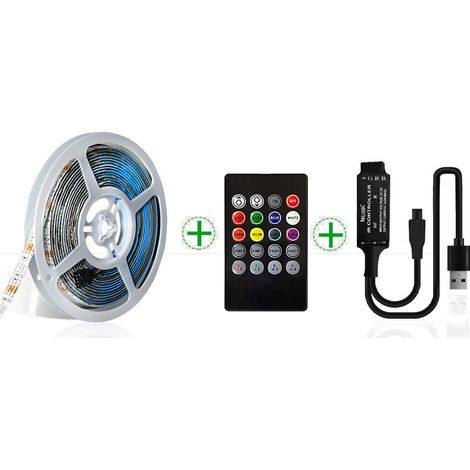 Kit de bandes LED RGB de 5 m avec télécommande musicale à 20 boutons (1/4)