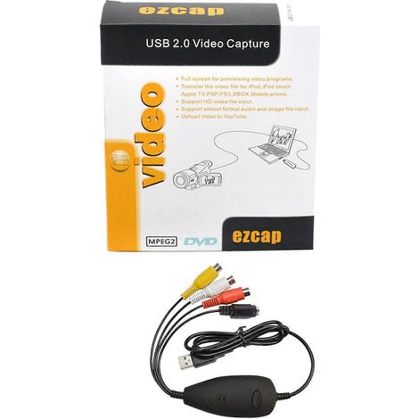 Ezcap172 Convertisseur de Capture Vidéo USB pour VHS, DVD et Caméscope, Compatible Windows 10