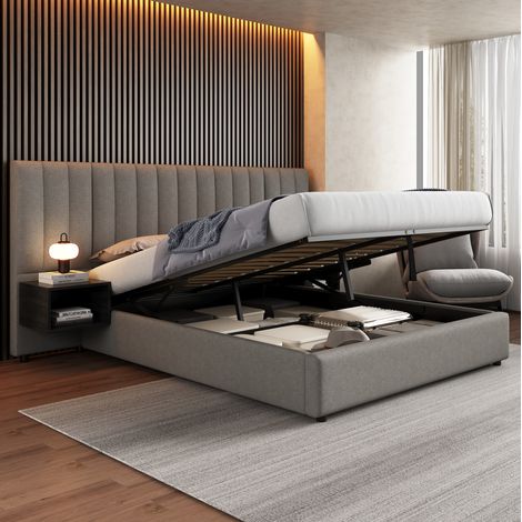 Cama matrimonio con almacenaje y 2 mesitas 160x200 DESVIAE (1/5)