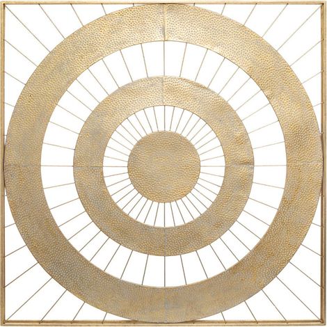 Atmosphera – Décoration murale en métal doré 90 x 90 cm – Design géométrique en fer effet vieilli – Élément contemporain pour salon ou chambre (1/5)