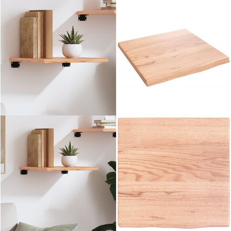Étagère murale marron clair 40x40x2 cm bois chêne massif traité - Rangement - Bois de chêne (1/5)