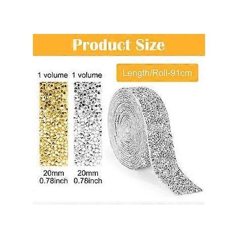 Bandes de strass auto-adhésives, 2 rouleaux, 2 yards, strass cristal, autocollant décoratif bling DIY pour la décoration de voiture et de téléphone portable. (1/5)
