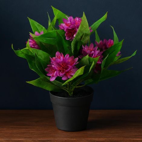 18cm Artificial Freesia Plant Dark Pink Flowering Premium (1/5)