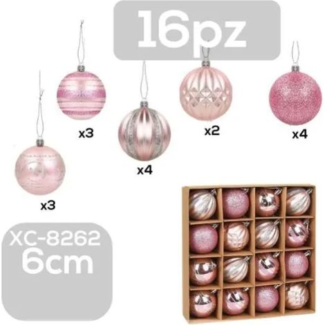 Set decorazioni di 16 Palline Natalizie per addobbare albero di Natale per uso Interno/Esterno